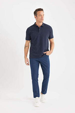 DeFacto %100 Pamuk Regular Fit Polo Yaka Kısa Kollu Basic Düz Pike Kumaş Tişört C1293AX25SPNV71