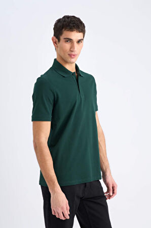 Regular Fit Kısa Kollu Basic Düz Pike Polo Tişört