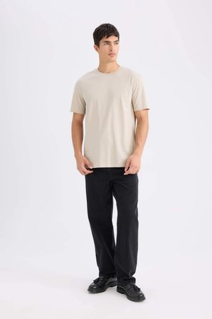 DeFacto %100 Pamuk New Regular Fit Bisiklet Yaka Basic Düz Kısa Kollu Tişört V7699AZ25SPBG170