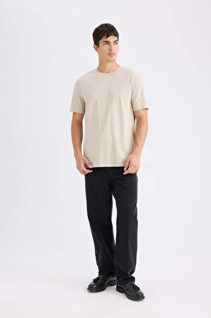 DeFacto New Regular Fit Bisiklet Yaka Basic Düz %100 Pamuk Kısa Kollu Tişört V7699AZ25SPBG170