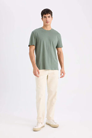 DeFacto %100 Pamuk New Regular Fit Bisiklet Yaka Basic Düz Kısa Kollu Tişört V7699AZ25SPGN470