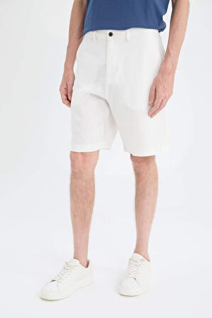 %100 Keten Regular Fit Yazlık Bermuda Şort