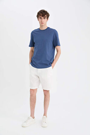 %100 Keten Regular Fit Yazlık Bermuda Şort