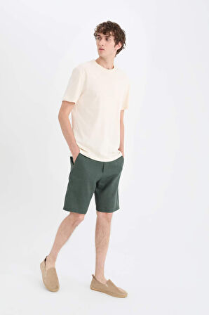 Regular Fit Yazlık Keten Bermuda Şort
