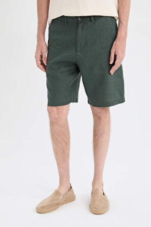 Regular Fit Yazlık Keten Bermuda Şort
