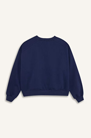 DeFacto Coool Oversize Geniş Kalıp Bisiklet Yaka Kalın Basic Düz Sweatshirt A4177AX24WNNV241