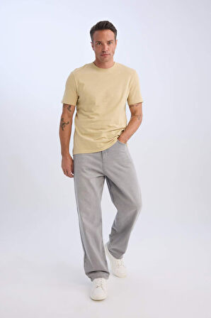 New Regular Fit Bisiklet Yaka Basic Düz Kısa Kollu Tişört