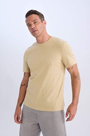 New Regular Fit Bisiklet Yaka Basic Düz Kısa Kollu Tişört