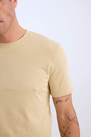 New Regular Fit Bisiklet Yaka Basic Düz Kısa Kollu Tişört