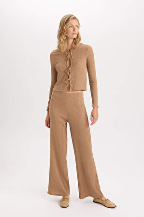 DeFacto Bisiklet Yaka Basic Düz Bürümcük Uzun Kollu Önden Bağlamalı Hırka D6296AX24AUBG138