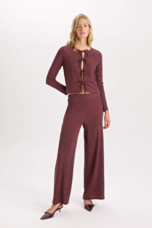 DeFacto Wide Leg Geniş Bol Paça Esnek Belli Basic Düz Bürümcük Pantolon D6300AX24AUBR115