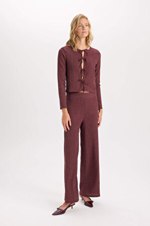 DeFacto Wide Leg Geniş Bol Paça Esnek Belli Basic Düz Bürümcük Pantolon D6300AX24AUBR115