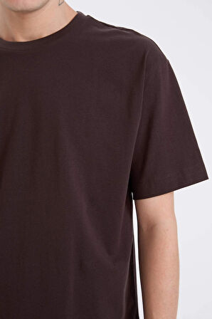 DeFacto %100 Pamuk Boxy Fit Bisiklet Yaka Basic Düz Kısa Kollu Tişört D6070AX25SPBN337