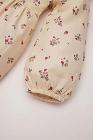 DeFacto Kız Bebek Çiçekli Uzun Kollu Twill Elbise D9552A525SPBG360