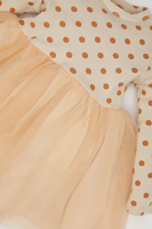 DeFacto Kız Bebek Çiçekli Uzun Kollu Tül Elbise D9573A525SPBG360