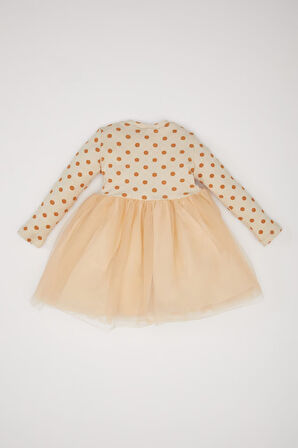 DeFacto Kız Bebek Çiçekli Uzun Kollu Tül Elbise D9573A525SPBG360