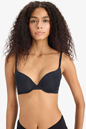 Push Up Micro Kaplı Yarım Dolgulu Balenli Tişört Bra Fall in Love