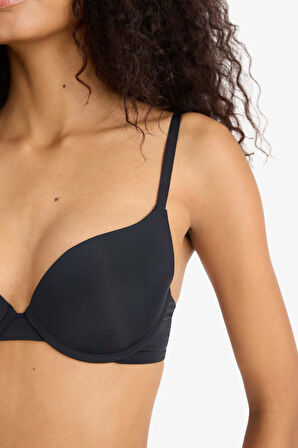 Push Up Micro Kaplı Yarım Dolgulu Balenli Tişört Bra Fall in Love