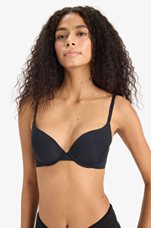 Push Up Micro Kaplı Yarım Dolgulu Balenli Tişört Bra Fall in Love