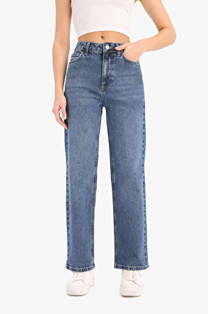 Comfort Straight Yüksek Bel Bilek Boy Jean Yıkamalı Pantolon