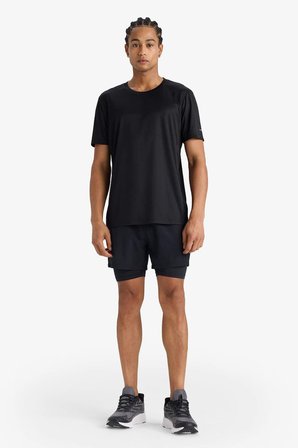 DeFacto Slim Fit Dar Kesim Bisiklet Yaka Çabuk Kuruyan Nefes Alabilen Esnek Kumaş Baskılı Sporcu Kısa Kollu Tişört E9318AX25AUBK81