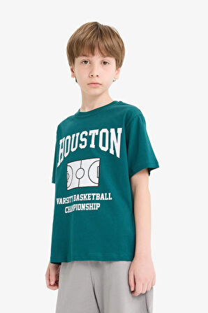 Erkek Çocuk 2'li Takım Baskılı Kısa Kollu Tişört Beli Lastikli Şort