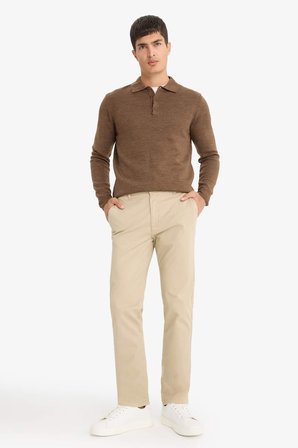 DeFacto Regular Fit Normal Kesim Yazlık Düz Paça Chino Kanvas Pantolon D7349AX25AUBG193