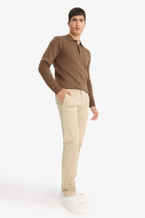 DeFacto Regular Fit Normal Kesim Yazlık Düz Paça Chino Kanvas Pantolon D7349AX25AUBG193