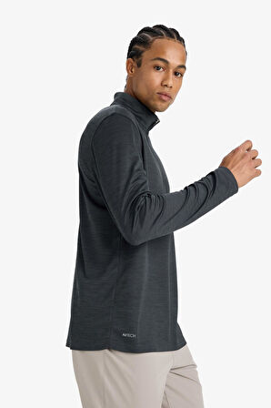 DeFactoFit Slim Fit Dar Kesim Dik Yaka Fermuarlı Sporcu Uzun Kollu Body