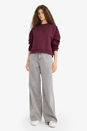 Regular Fit Bisiklet Yaka Kalın Sweatshirt