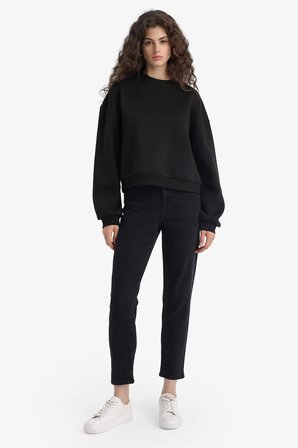 DeFacto Kalın Basıc Sweatshirt D6645AX25WNBK81