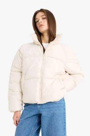 DeFacto Su Geçirmez Regular Fit Dik Yaka Fermuarlı Şişme Mont E8690AX25AUER128