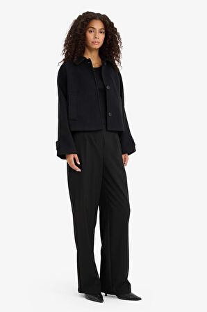 Regular Fit Polo Yaka Kaşe Kısa Mont