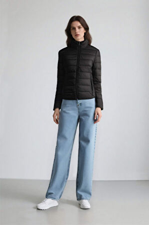 Su Geçirmez Regular Fit Dik Yaka Fermuarlı Şişme Mont