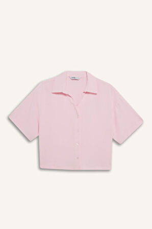 DeFacto Oversize Geniş Kalıp Keten Karışımlı Kısa Kollu Gömlek C3807AX25SMPN648