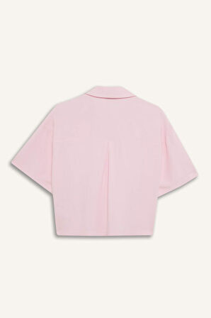 DeFacto Oversize Geniş Kalıp Keten Karışımlı Kısa Kollu Gömlek C3807AX25SMPN648