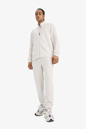 DeFactoFit Standart Fit Dik Yaka Skuba Dalgıç Kumaş Hırka