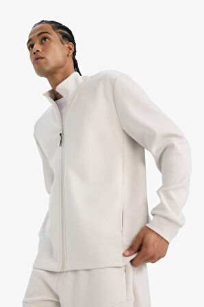 DeFactoFit Standart Fit Dik Yaka Skuba Dalgıç Kumaş Hırka