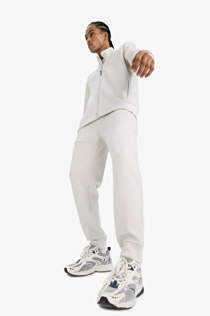 DeFactoFit Standart Fit Fermuar Cepli Düz Paça Yumuşak Tuşe Skuba Dalgıç Kumaş Sporcu Jogger Eşofman Altı