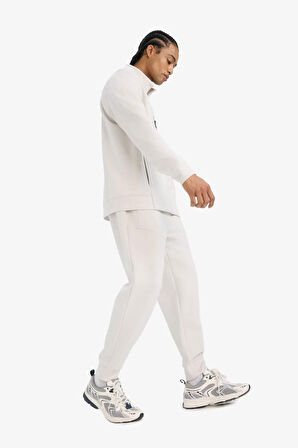 DeFactoFit Standart Fit Fermuar Cepli Düz Paça Yumuşak Tuşe Skuba Dalgıç Kumaş Sporcu Jogger Eşofman Altı