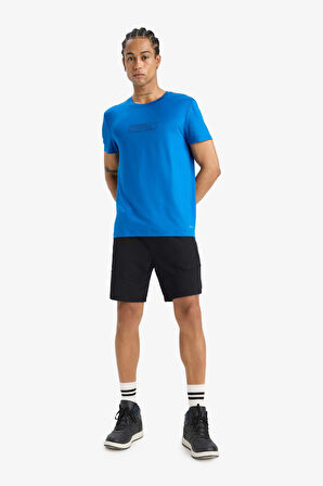 	DeFactoFit Slim Fit Dar Kesim Bisiklet Yaka Esnek Kumaş Baskılı Sporcu Kısa Kollu Tişört