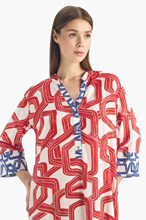 	Regular Fit Desenli Plaj Elbisesi-Fall in Love