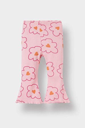 Kız Bebek 2'li Takım Çiçekli Sweatshirt İspanyol Paça Tayt