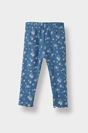 Kız Bebek 2'li Takım Çiçek Desenli Sweatshirt Tayt