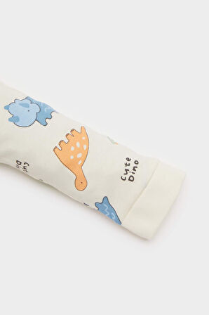 Erkek Bebek Yenidoğan Dinazor Baskılı Penye Tulum