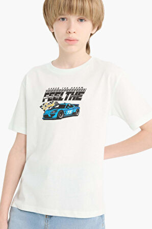 DeFacto Erkek Çocuk Bisiklet Yaka Baskılı Kısa Kollu Tişört F0176A825SMGN1273