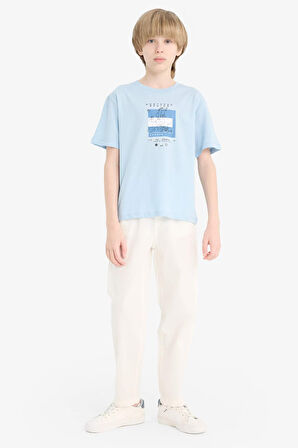 DeFacto Erkek Çocuk Bisiklet Yaka Baskılı Kısa Kollu Tişört F0172A825SMBE196