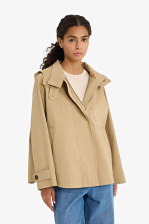 Regular Fit Kapüşonlu Fermuarlı Trençkot 