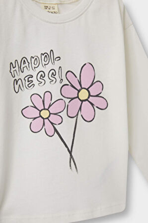 Kız Bebek Bisiklet Yaka Çiçekli Uzun Kollu Tişört