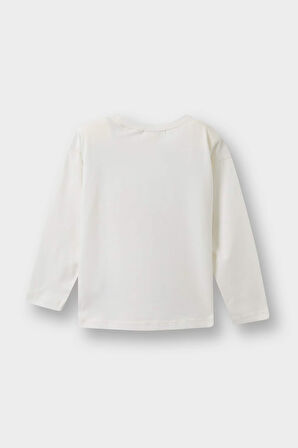 Kız Bebek Bisiklet Yaka Çiçekli Uzun Kollu Tişört